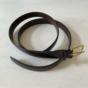 Cipriani Brown Italian Cowhide Full Grain Leather Brass Square Buckle Belt 40”